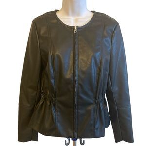 H&M  Womens Faux Leather Jacket Front Full Zipper Size M